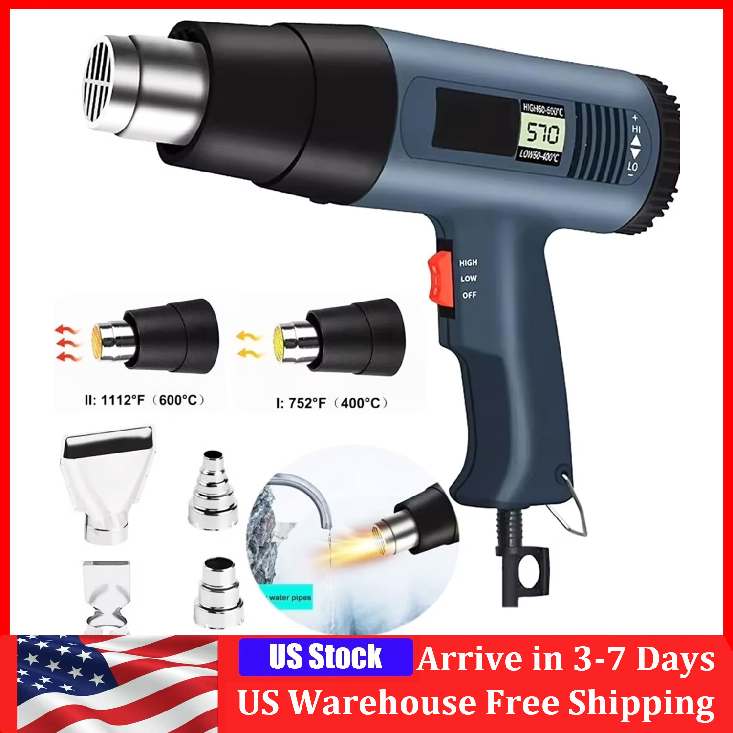 Heat Gun Small - Pistola termica elettrica da 2000 W